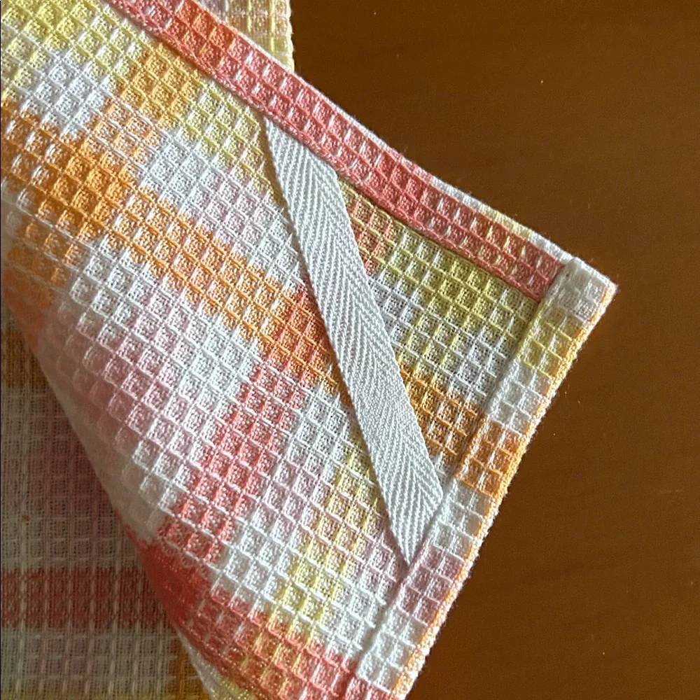 Plaid Kitchen Towel with Embroidery